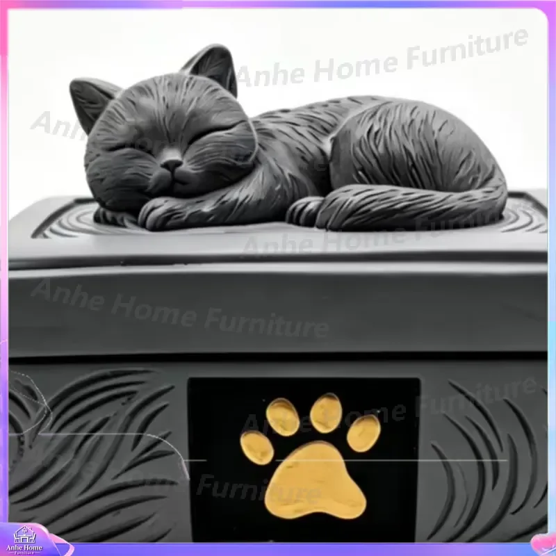 Sleeping Cat Pet Urn for Ashes Small Dog Cat Memorial Cremation Keepsake Box Container Sympathy Gift Loss Remembrance Holder