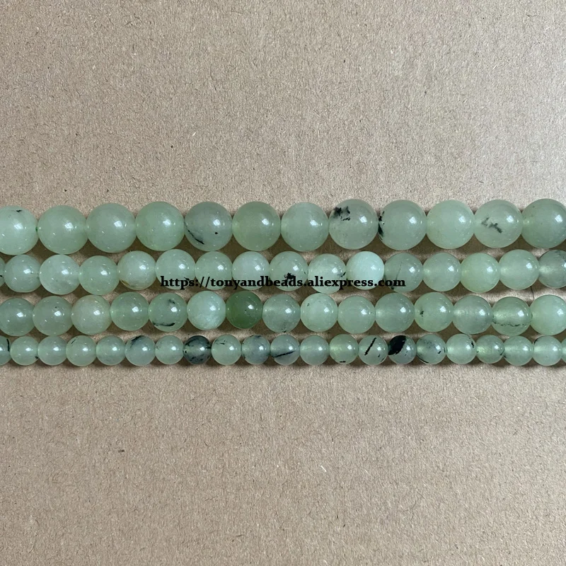 Natural Stone Smooth Green Prehnite Color Jade Round Loose Beads 15\