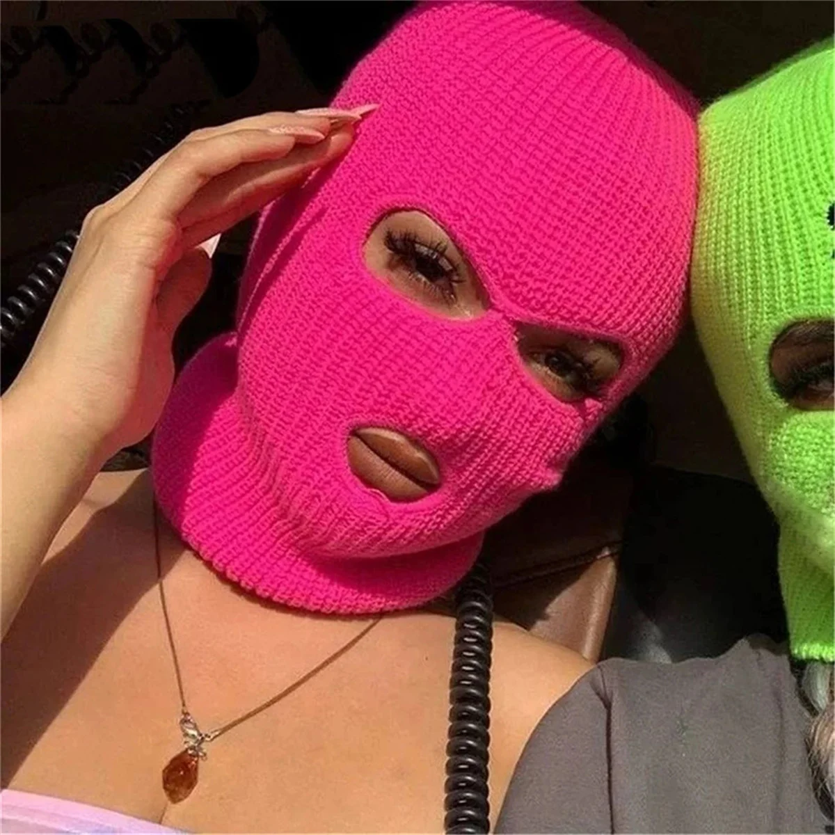 الرجال والنساء شتاء دافئ بالاكلافا الدراجات يندبروف ثلاثة حفرة قناع قبعة في الهواء الطلق بلوفر مغزول قبعة محاكاة ساخرة مقعد السيارة رئيس ج