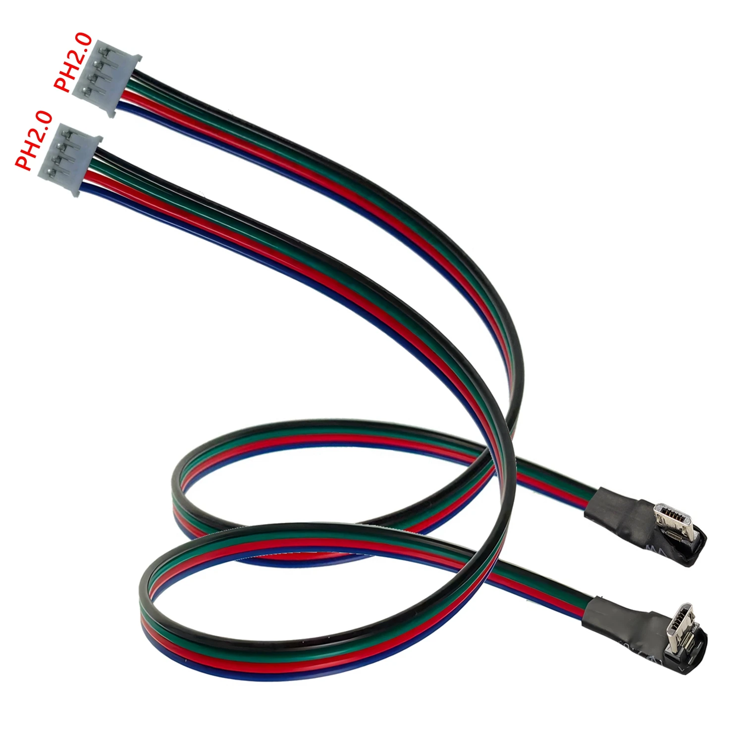 2PCS 4PIN Connection Cable Micro mini USB Type-C Male Female Pair Wiring Plug with PH2.0 Terminal Cable Length 30CM