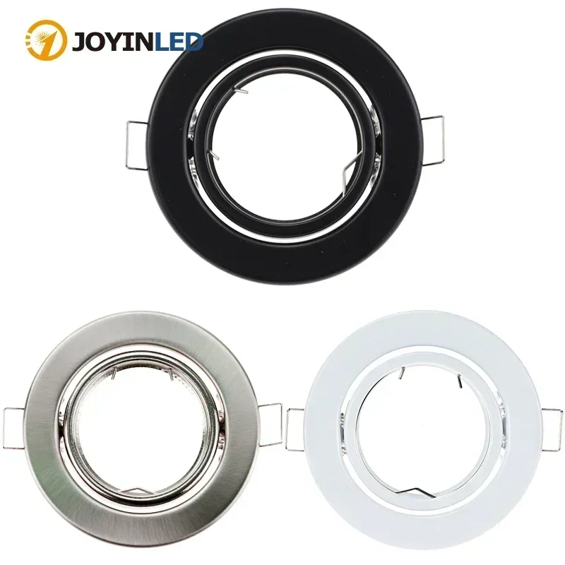 Round Adjustable Metal LED Recessed Ceiling Light Frame for GU10 MR16 Bulb Fitting Mounted Spotlights Fixture