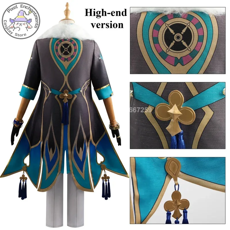 CyHonkai Star Rail Game Aventurine أزياء تنكرية للرجال ساعة قبعة شعر مستعار ساعات شخصية ملابس الهالوين كوميك كون