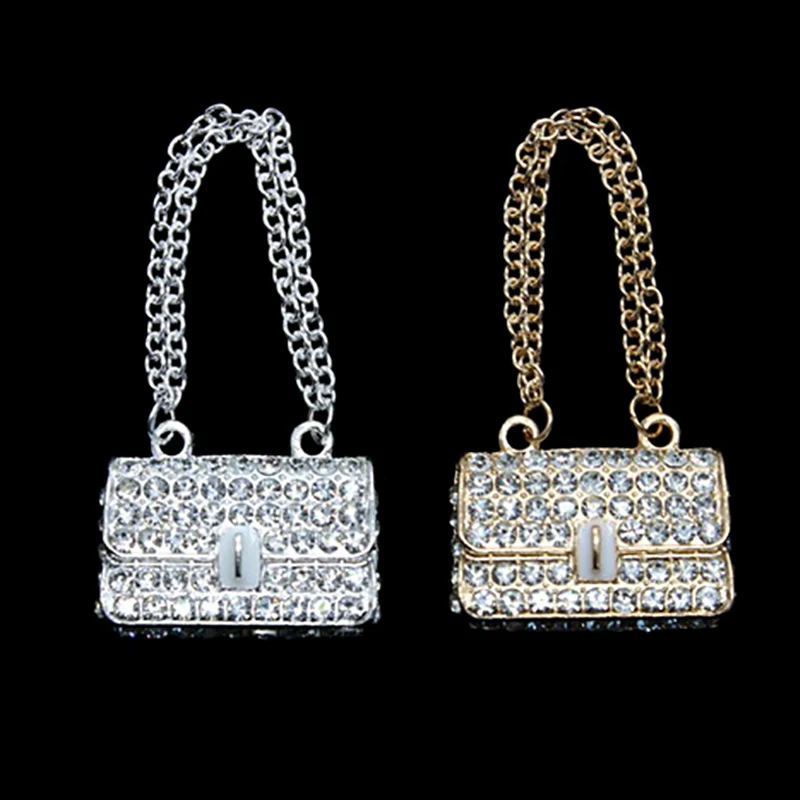 Bolso de mano con cadena de Metal, bolso de muñeca, bolso de compras en miniatura para ropa, casa de muñecas, juguete para niños en miniatura