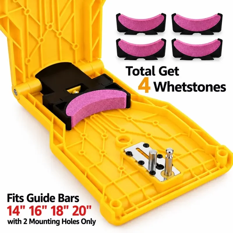 Portable Chainsaw Chain Sharpener Kit For 14–20 Inch 2-Hole Guide Bars, Bar-Mount Chain Sharpening Tool With Whetstones