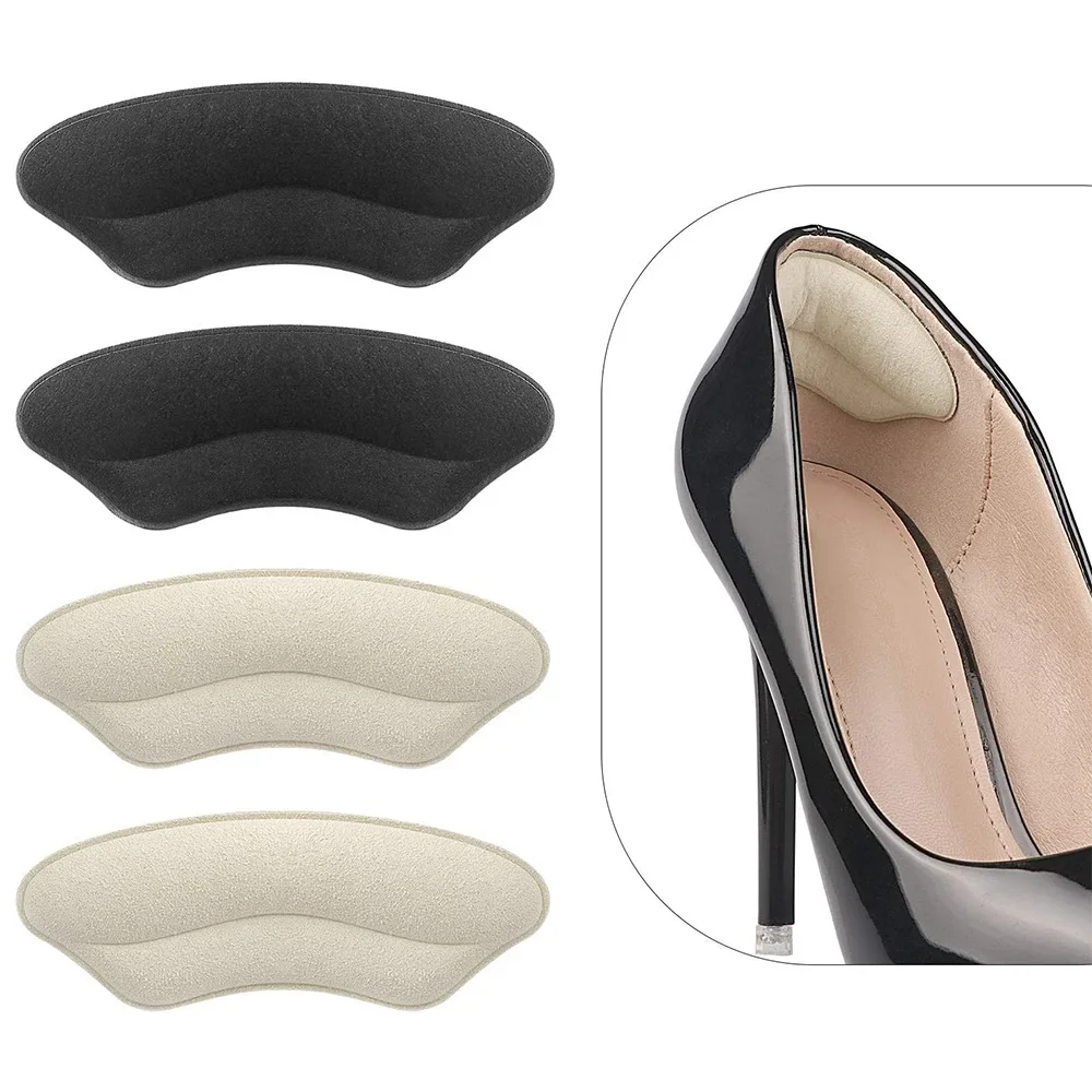 2 Pairs Soft Sponge Heel Pads Anti-Slip Heel Grips Wear-Resistant Heel Stickers Half Size Insoles for Loose Shoes