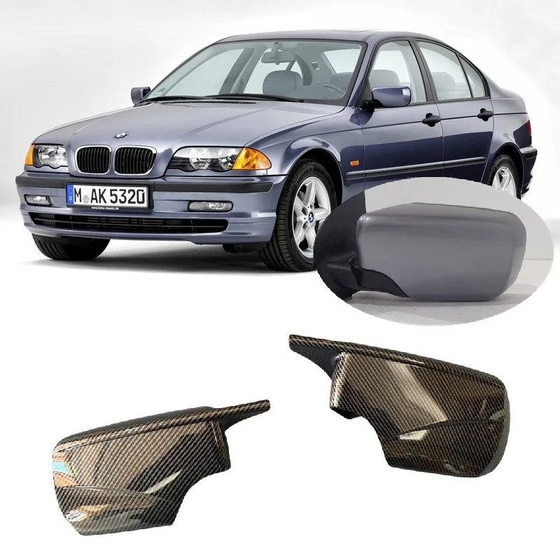 

for BMW E46 E39 320 325 328 330 525 528 530 1998 - 2005 Horn Style Carbon Fiber Hydro-dipped Side Rear View Mirror Cover Cap