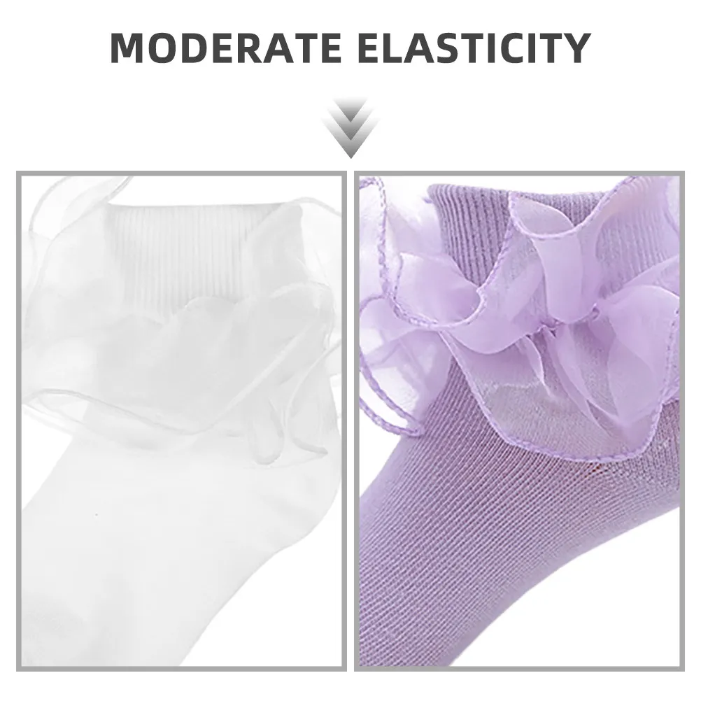 3Pairs Baby Lace Socks Soft Cotton Princess Dress Toddler Girls Ankle Socks White Black Purple Baby Girl Lace Sock