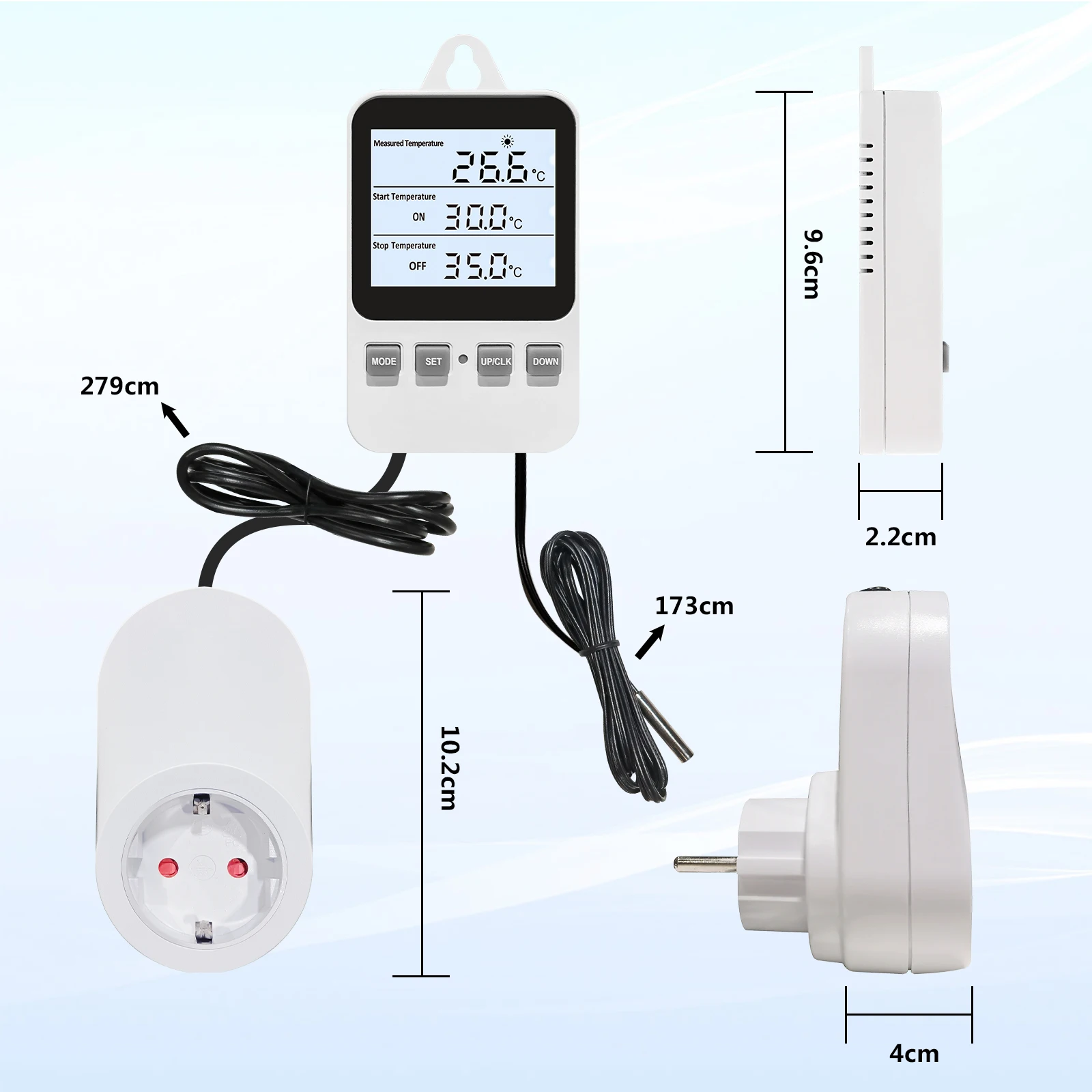 AC 110V~230V Timer Socket Thermostat Digital Temperature Controller EU Plug Outlet With Heating Cooling With Backlight