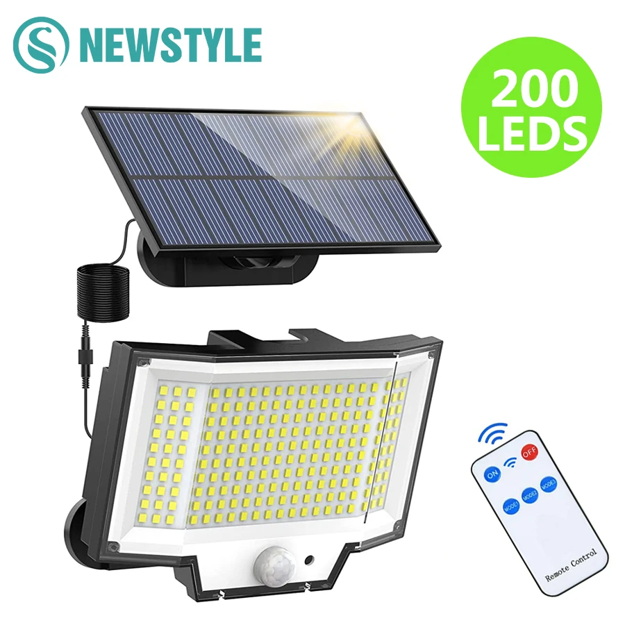 106/200/228 LED Solar Lamp Outdoor LED Security Light Motion Sensor Waterproof Separated Solar Panel Sunlight Garden Garage Lamp