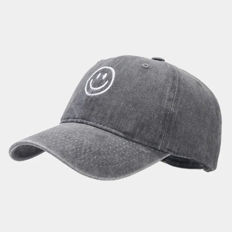 Gewaschene Baumwolle Baseball Caps Frauen Männer Weiche Snapback Hut Outdoor Sport Trucker Gorras Lächeln Gesicht Stickerei Hip Hop Papa Hut Geschenke – Detail 4