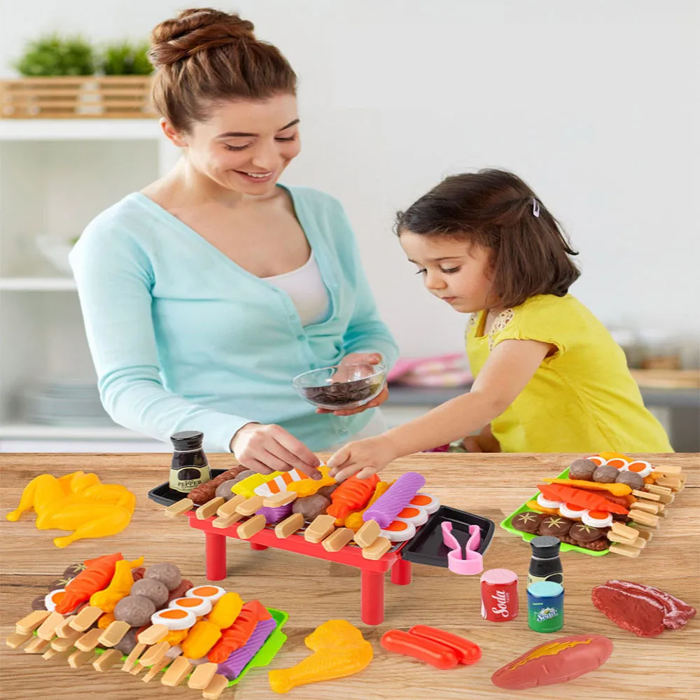 Kinder Spelen Keuken Dinette Simulatie Barbecue Kookgerei Koken Voedsel Educatief Speelgoed Ouders-Kind Rol Interactieve Geschenken