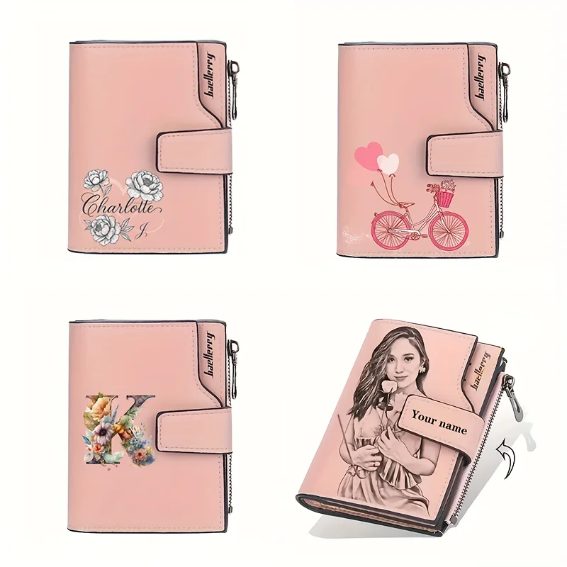 Privately Customized Unisex Folding Wallet Wallet, High-End Short Zipper Men'S Wallet As A Gift For Couples Parents And Friends.