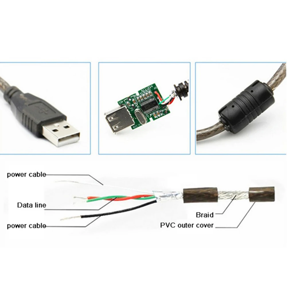بولي كلوريد الفينيل تمديد كابل USB إشارة تضخيم 5/10/15/20 متر USB 2.0 تمديد كابل ذكر إلى أنثى نشط مكرر موسع الحبل