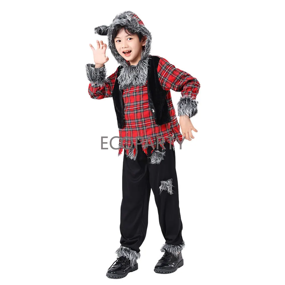 Costume Animal Loup-Garou pour Enfants, Cosplay Loup, Affamé, Féroce, Halloween, Bol, Garçons, Enfants