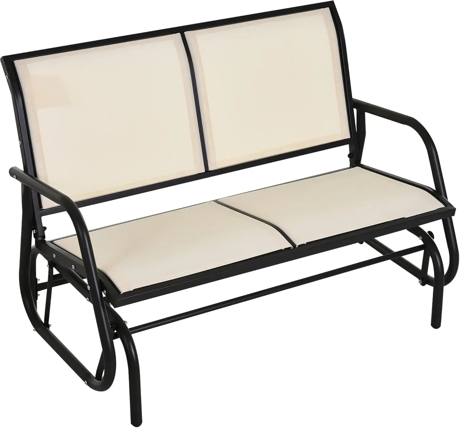 

2-Person Outdoor Glider Bench, Patio Double Swing Rocking Chair Loveseat w/Powder Coated Steel Frame for Backyard Garden