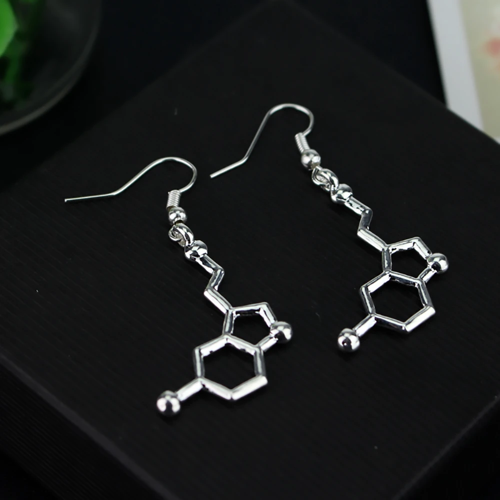 Fashion DNA Dopamine Molecule Earrings for Women Biology Chemical Serotonin Jewelry Hook Earrings Teacher Student Gifts