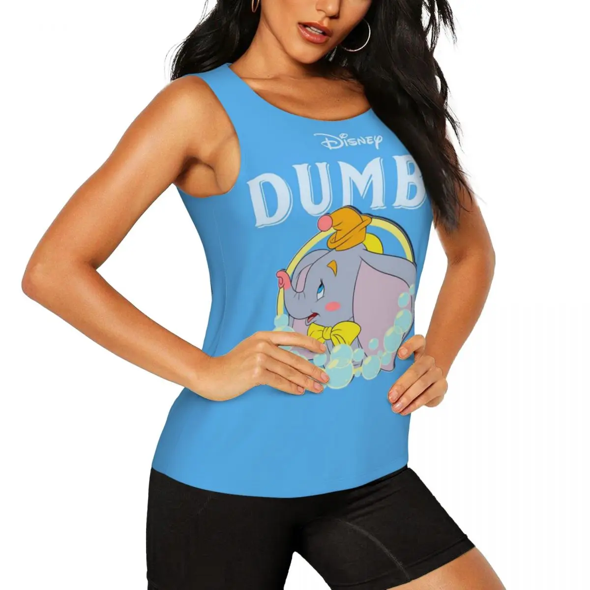 Custom Dumbo Anime Cute Yoga Tank Tops Women Workout Gym Sports Shirt