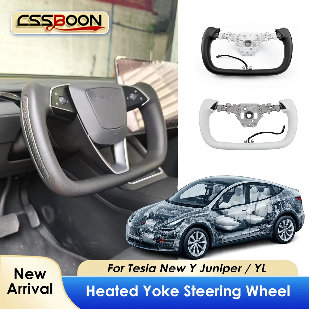 

Heated Yoke Steering Wheel for Tesla Model Y Juniper 2025 2026 Premium Nappa Leather Sport Steering Handle Modified Accessories