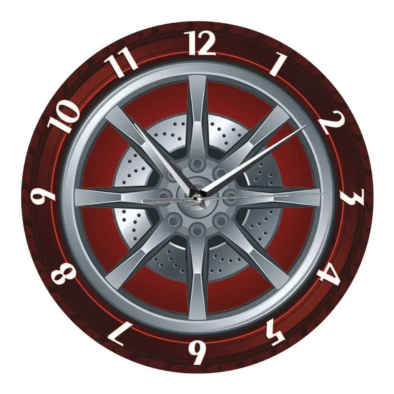 Modern Car Wheel Rim Wall Clock Silent Quartz Watch Tyre Brake Disc Design Garage Man Cave Living Room Decor Gift for Car Enthus