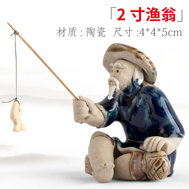 Ceramics Fisherman Boat Figurines for Aquarium Fish Tank Lanscape Bonsai Rockery Ornament Decoration Fairy Garden Home Decor