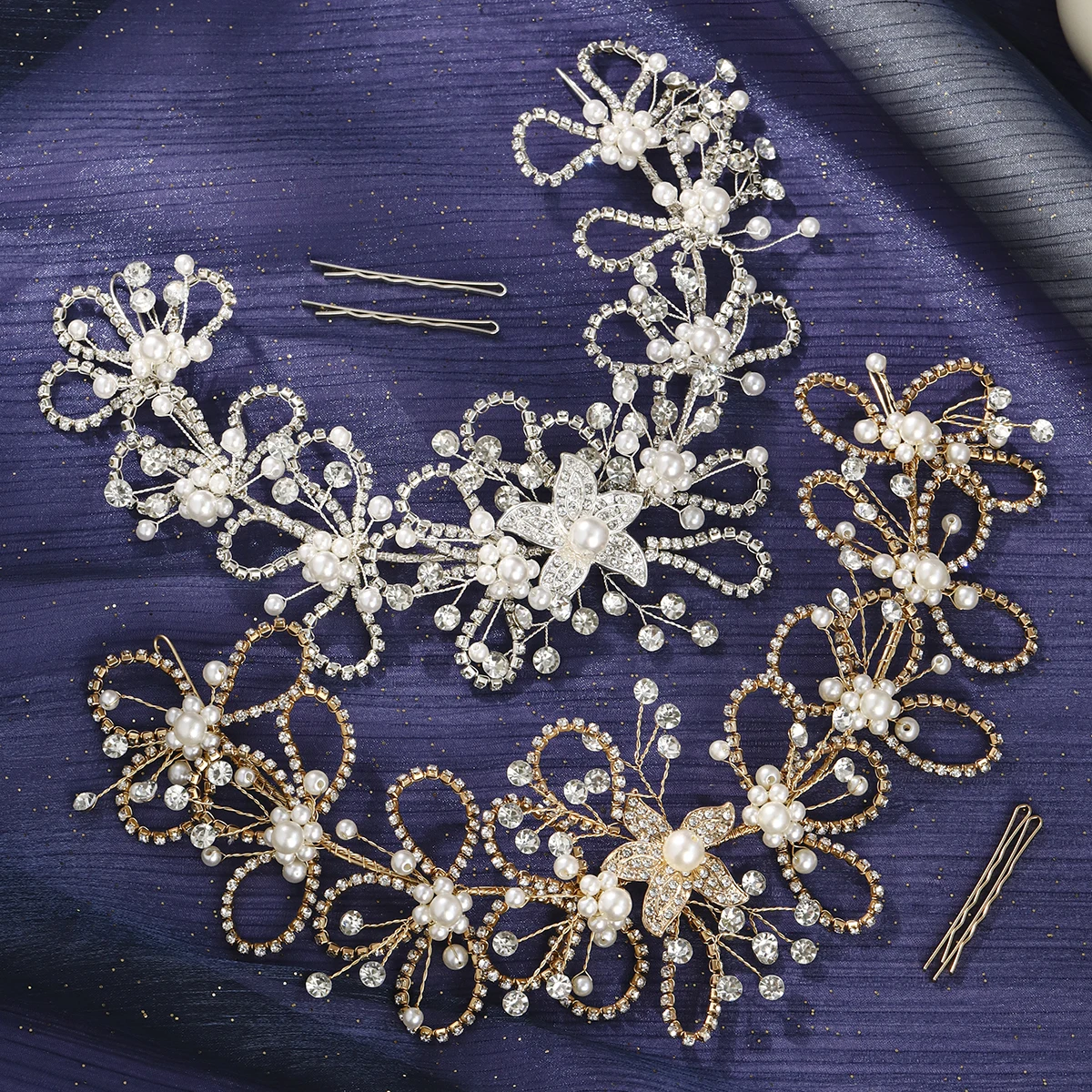 Europejskie i amerykańskie luksusowe perłowe opaski ślubne do włosów, ręcznie robione kryształowe korony z koralikami, świąteczne ozdoby do włosów dla kobiet.