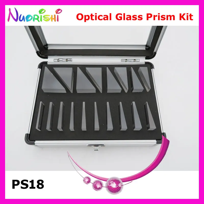 PS18 Ophthalmic Glass Prism Bars Kit Set With Aluminum Glass-cover Case Packed