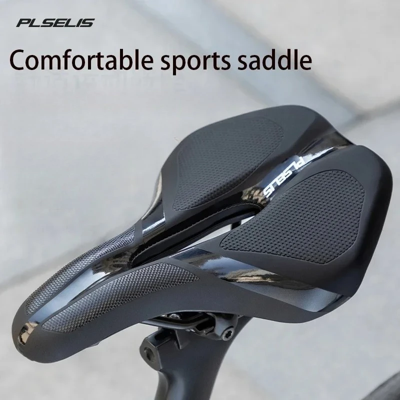 

PLSELIS Mountain Bike Saddle: Hollow, Breathable & Comfortable with Thick Sponge Cushion
