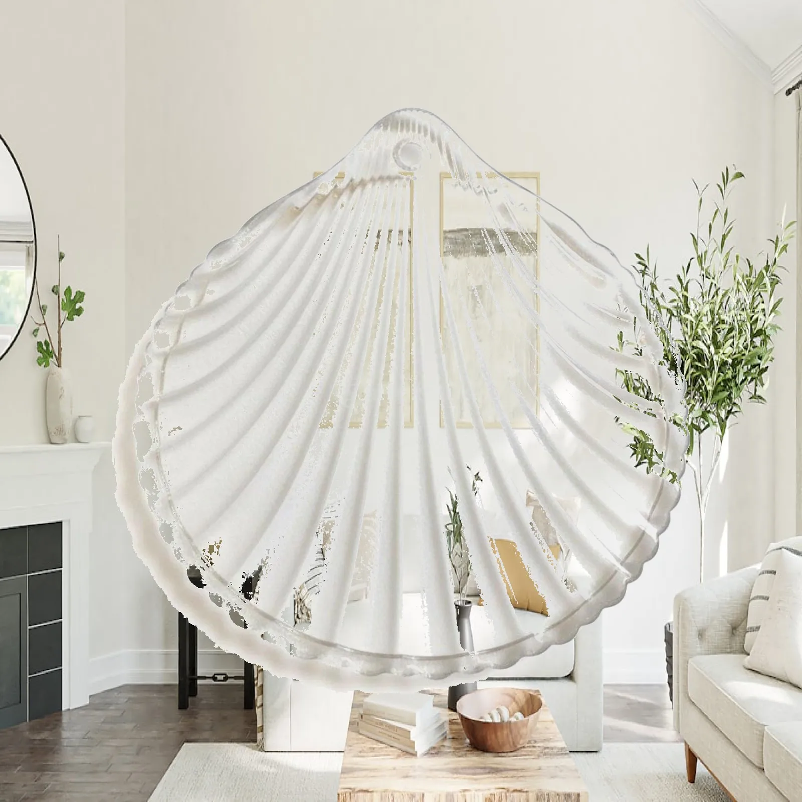 Modern Luxury Crystal Chandelier Frosted Glass Shell Pendant Light for Ceiling Lamp Replacement in Living Room