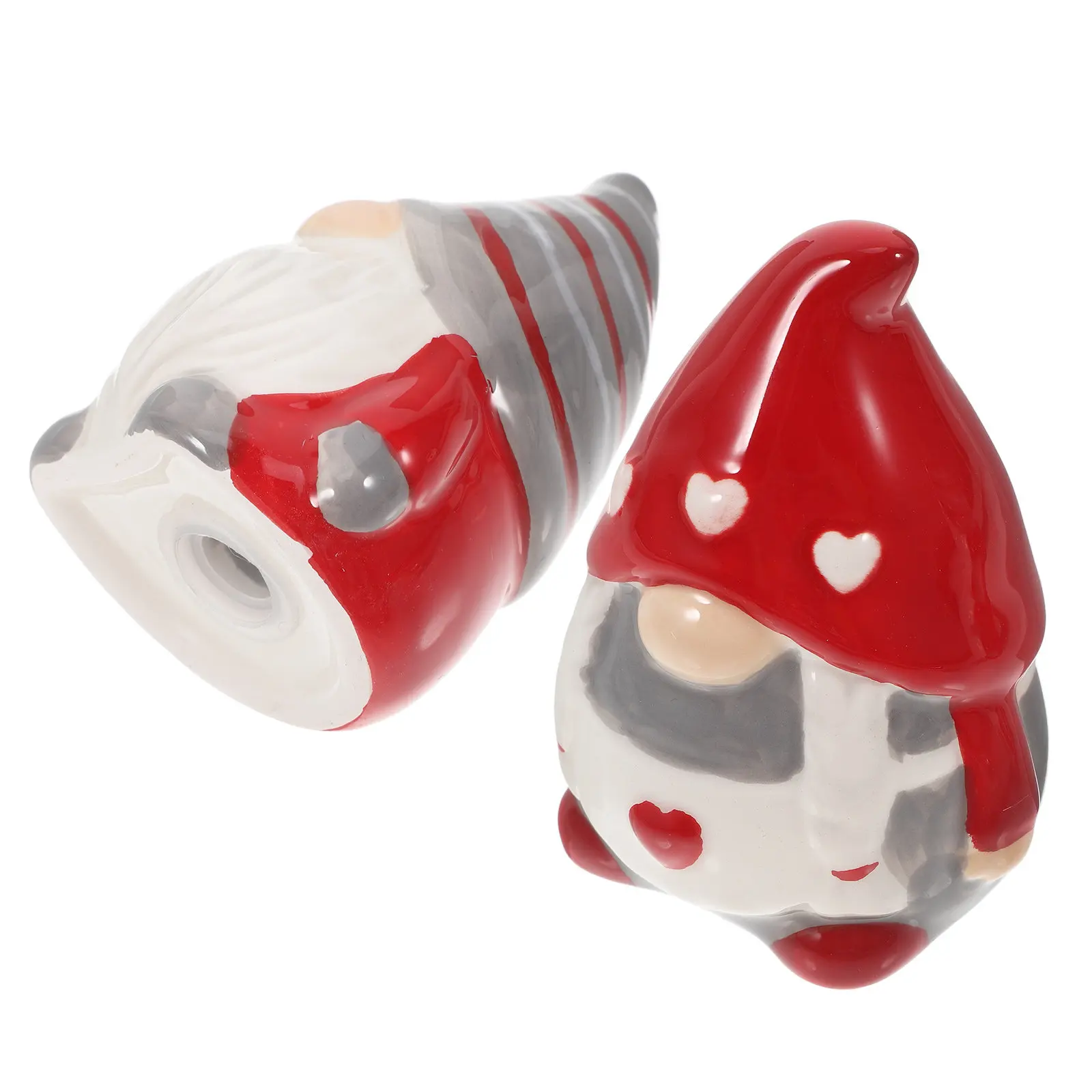 1Pair Ceramic Gnome Salt and Pepper Shakers Cute Kitchen Seasoning Containers Leak-Proof Spice Bottles for Small Kitchens