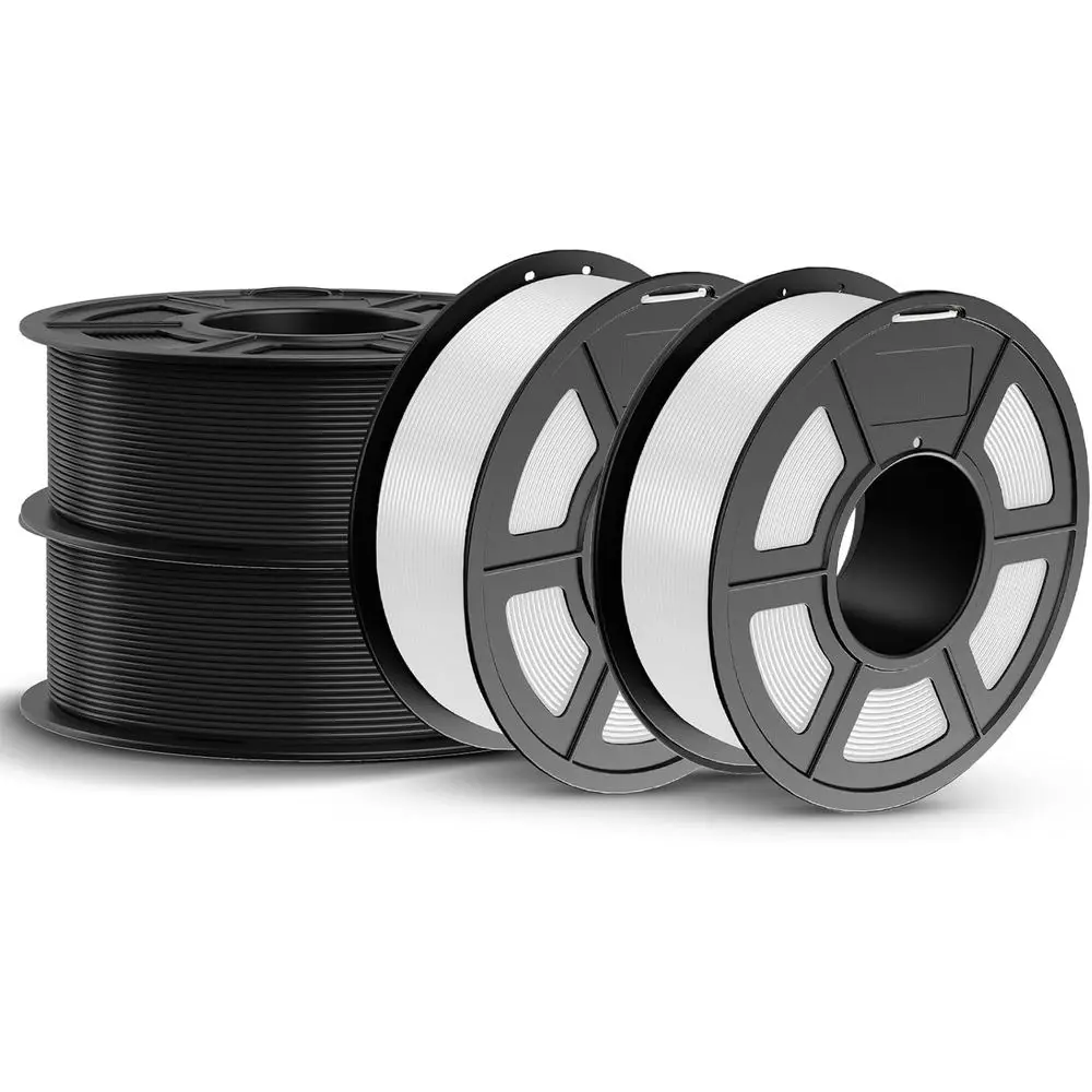 

3D Printer Filament Bundle, 4.4KG, 1.75mm, +/-0.02mm Accuracy, 4 x 1.1kg Spools (Black, White)