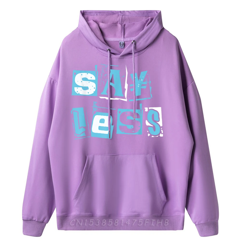Outdoor Blue Say Less Blue Color Hoodies Funky Printed Long Sleeve Round Neck Oversized Sweatshirt Men's Cool Clothes