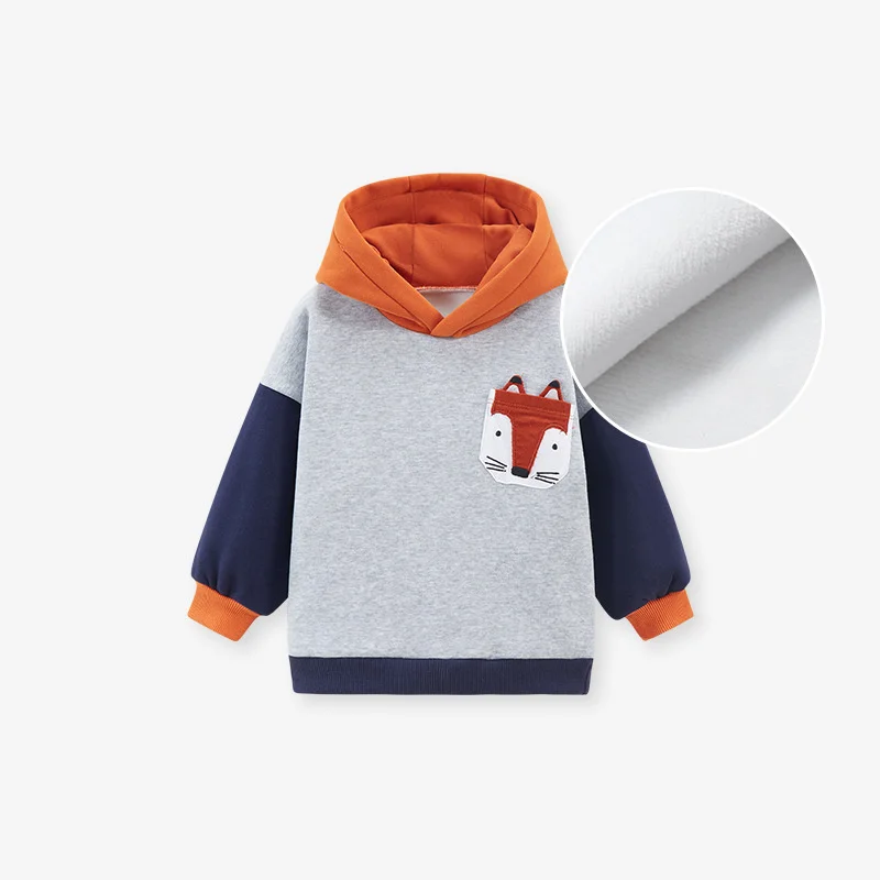 Sprung meter 2-7t Herbst Winter Jungen Mädchen Kapuzen pullover mit Tiger applikation Langarm Kinder bekleidungs hemd