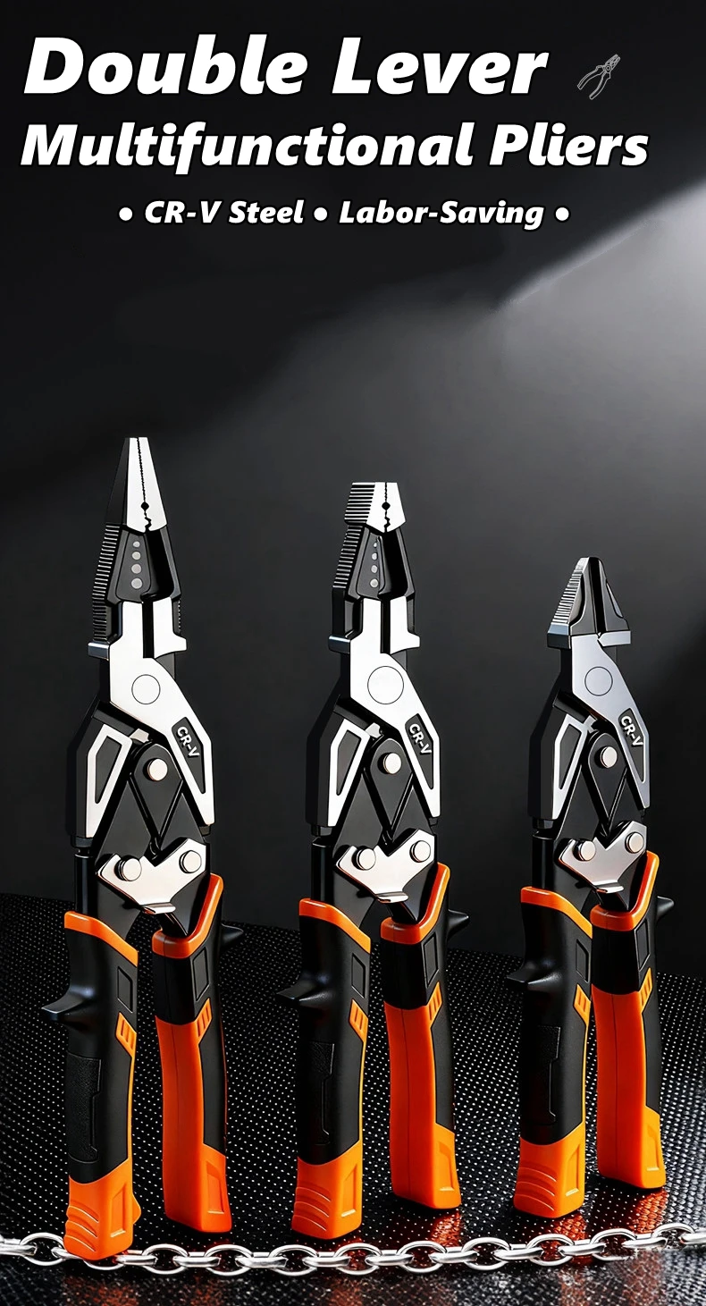 Multifunctional Electrician Wire Stripper Crimper Tool Double Lever Effortless Pliers for Peeling Networking Cabling Stripper