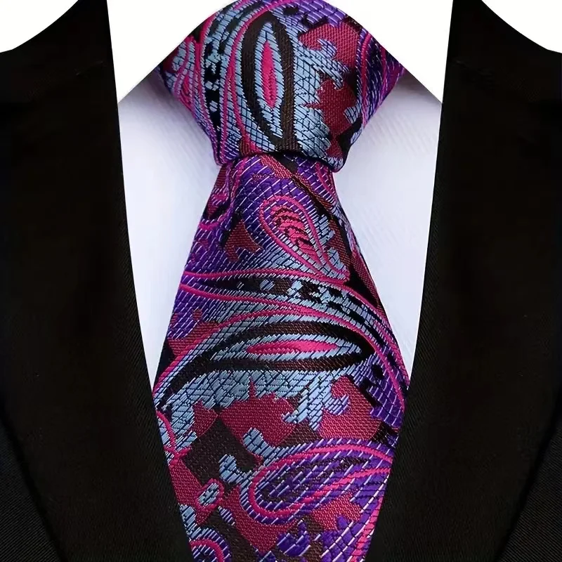 Luxury 8CM Mens Necktie Floral Paisley Classic Ties For Man Groom Jacquard Woven Neck Tie Business Wedding Party