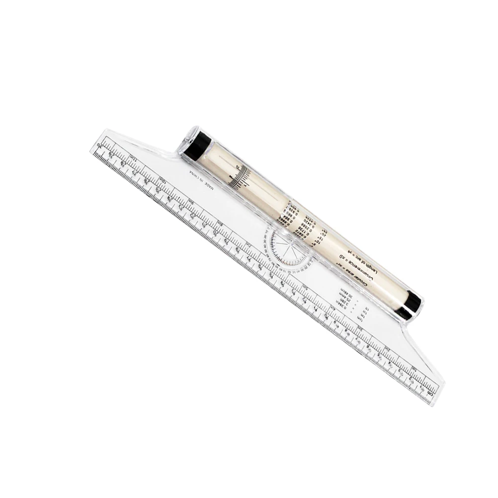 

30Cm Roller Ruler Plastic Precision Measurement Home Office School Parallel Angle Circle Arc Lines Scale Drawing Tool