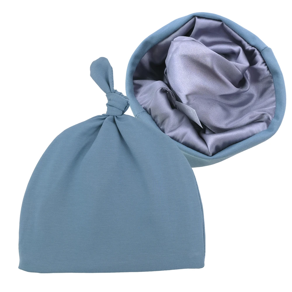 Hair Care Knot Beanie Hats for Newborn Infant Toddler Baby Boys Girls Silk Satin Lined Beanie Caps