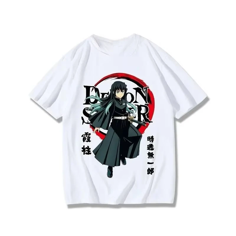 

MINISO Demon Slayer: Kimetsu No YaibaTokitou Muichirou Joint Anime Peripheral Summer Loose Short Sleeve T-Shirt Men