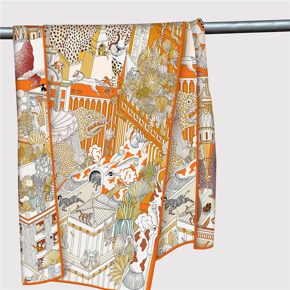 

Luxury Twill Scarf Women Long Shawls Hand Rolled Edges Shawls Lady Spring Bag Hair Accessories Lover Christmas Gift 150CM 40CM