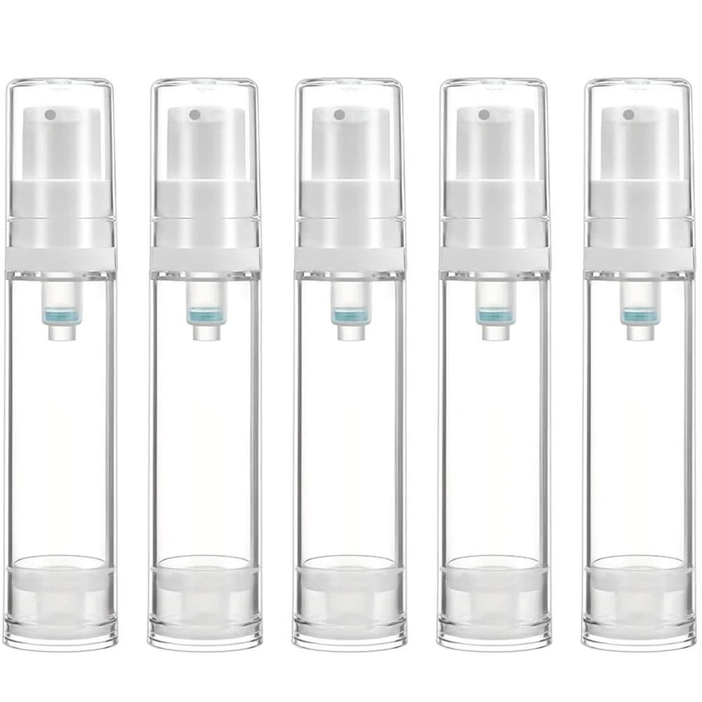 5 Stück Vakuum-Lotion-Flaschen, 10 ml, Airless-Pumpflaschen, Kunststoff, nachfüllbar, Reise-Kosmetikbehälter für Cremes, Lotion, Foundation