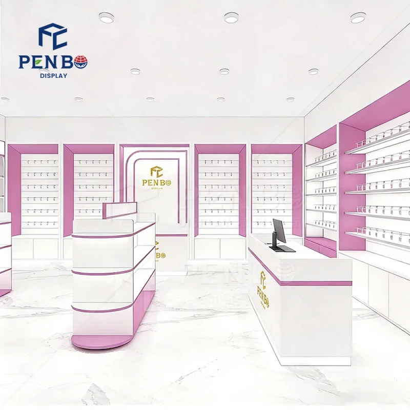 custom.3D Design Service Hair Wigs Cosmetic Design European-style Custom Display Rack Pink Beauty Supply