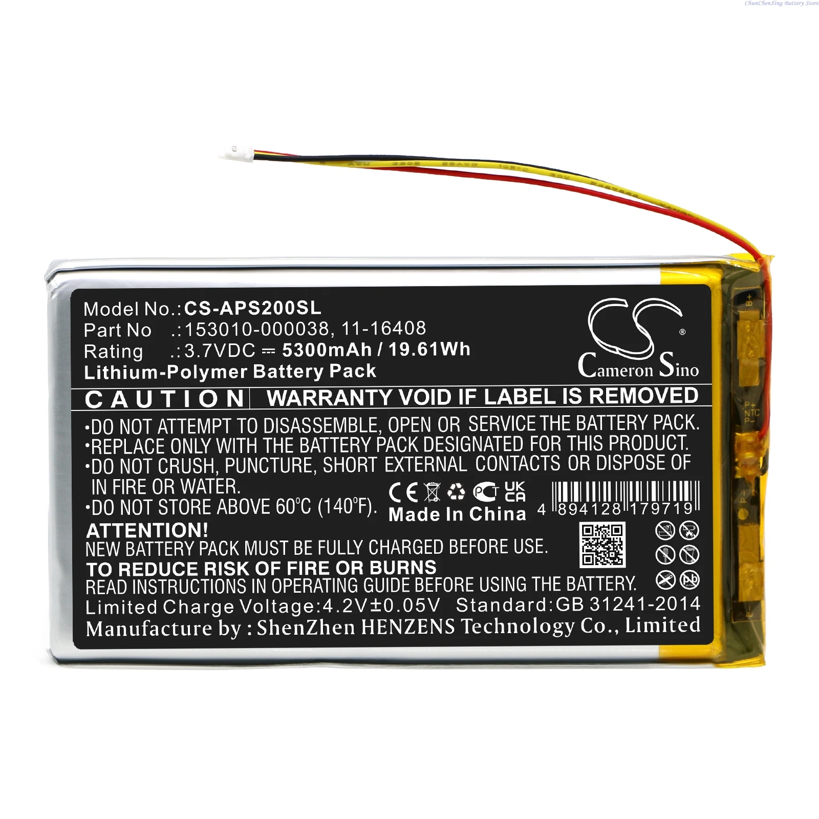 

Cameron Sino 3.7V 5300mAh GPS, Navigator Battery 153010-000038, 11-16408 for Appareo Stratus 2, Stratus 3, Stratus 2S +TOOL