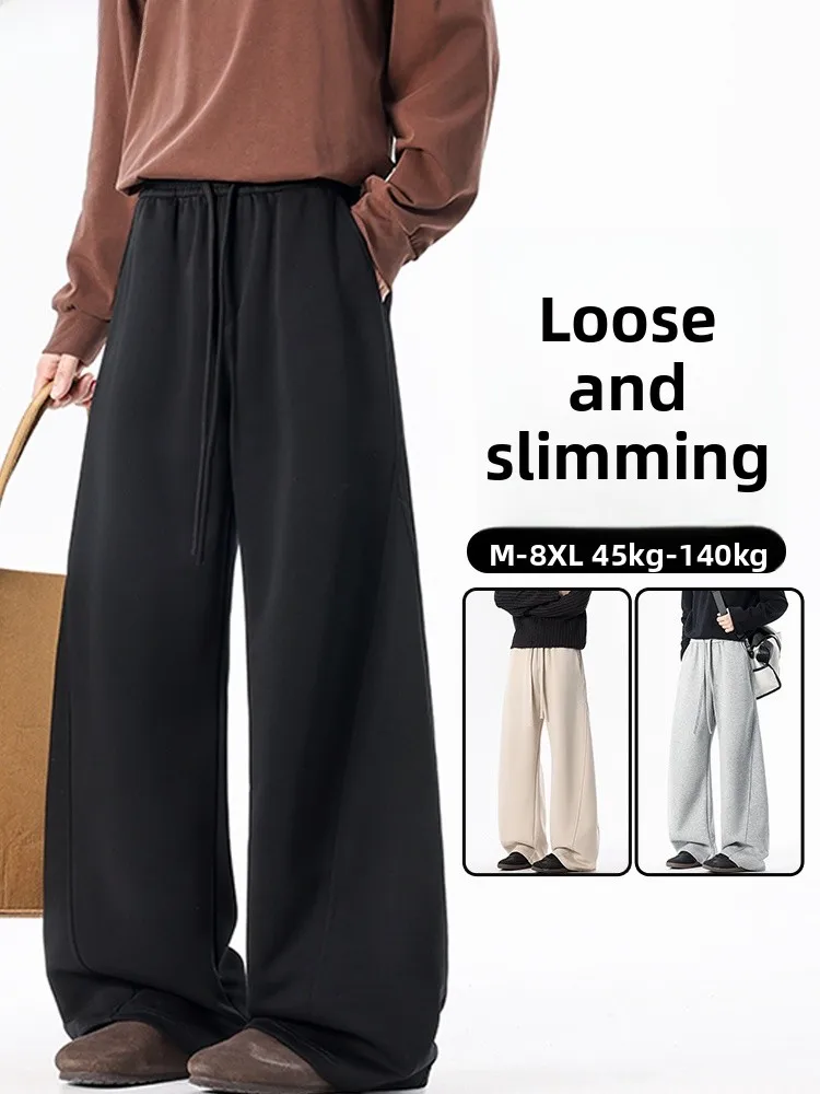 

Мужские спортивные брюки свободного кроя в американском стиле, весенние, утепленные, больших размеров, с широкими штанинами, прямого кроя, удобные, комфортные