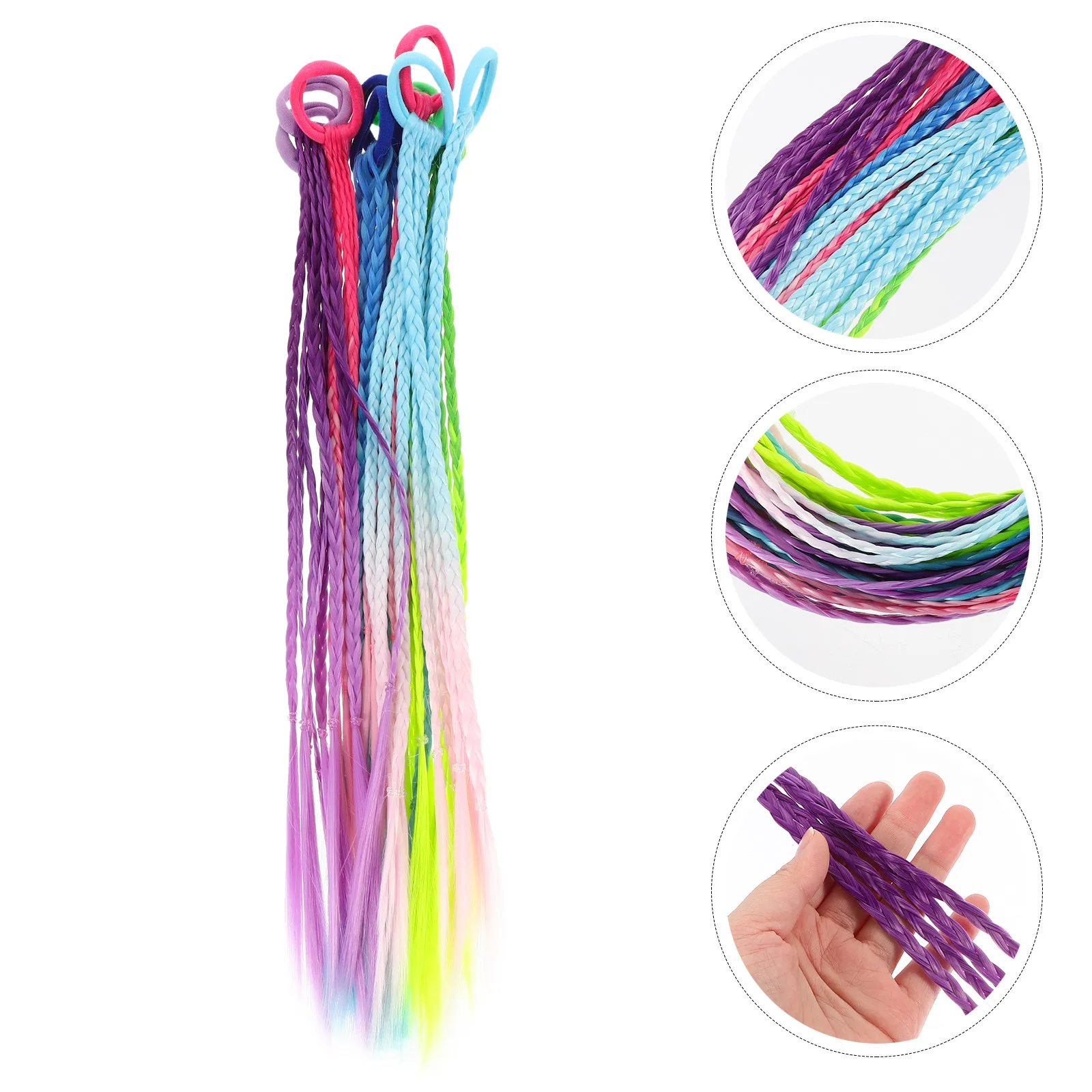 

10 шт. цветных накладных прядей для волос с плетеными косами на длинной веревке для женщин, для вечеринок и повседневного использования