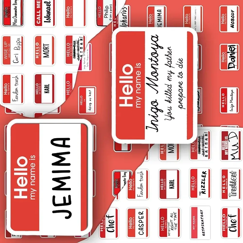 50 قطعة من ملصقات بطاقات الأسماء والحروف الإنجليزية المخصصة للزينة المقاومة للماء وثلاجة زجاجة مياه للأمتعة بنفسك
