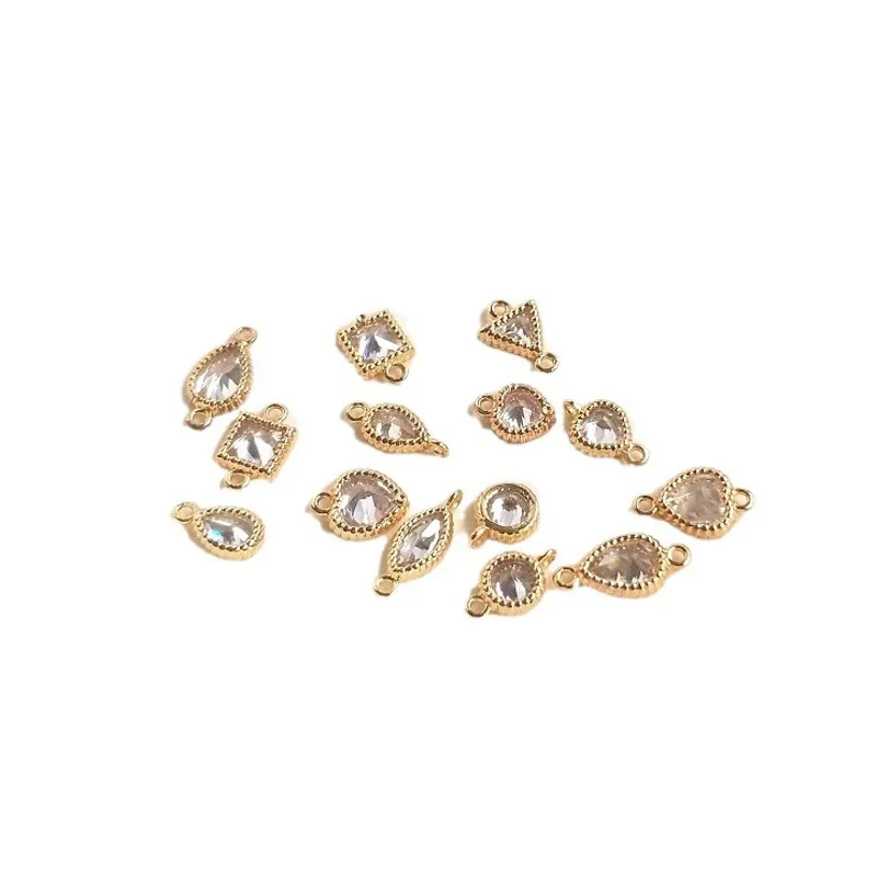 

Циркониевый кулон в форме сердца, геометрического квадрата, круга и капли воды, инкрустированный золотом 14K, с сохранением цвета, для самостоятельного изготовления ювелирных изделий