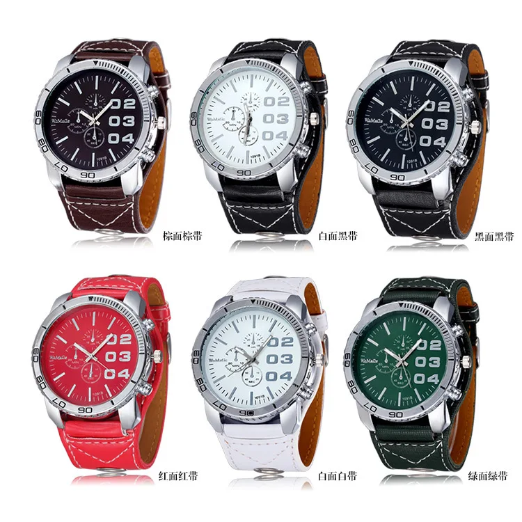 Fashion Unisex Large Face Watches Women Men Sports Watches Brown Wide Strap Analog Quartz Wristwatches Male Clock Reloj Mujer