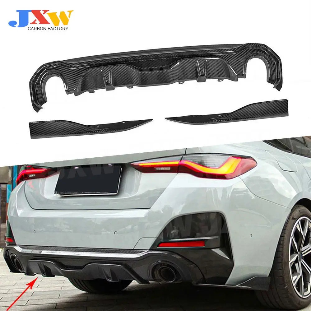 

Dry Carbon Fiber Black Rear Splitters Spoiler Side Aprons For BMW 4 Series G26 M Sport Sedan 2020+ Rear Bumper Splitters FRP