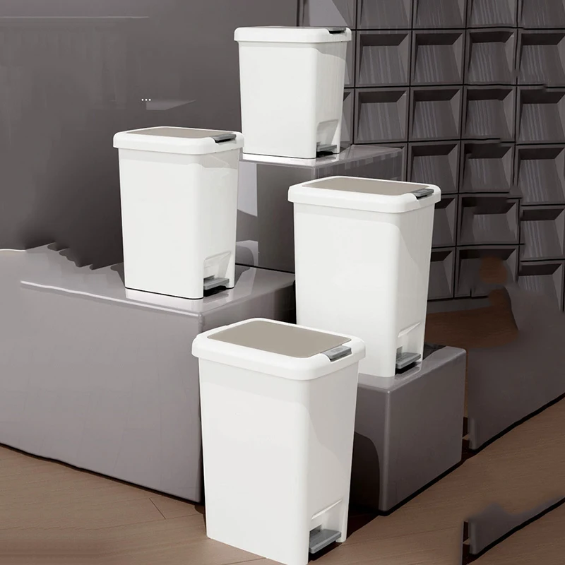 8/10/15/20L Kitchen Pedal Trash Can Wastebasket with Lid Square Storage Plastic Bin Press-Type Garbage Bins Kitchen Accessories