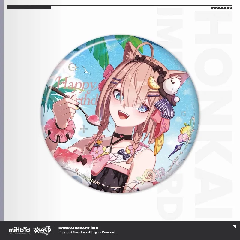 MiHoYo 공식 정품 Honkai Impact 3 2025 생일 인사말 시리즈 Tinplate 배지 FUHUA MEI 테레사 코스프레 애니메이션 게임 선물