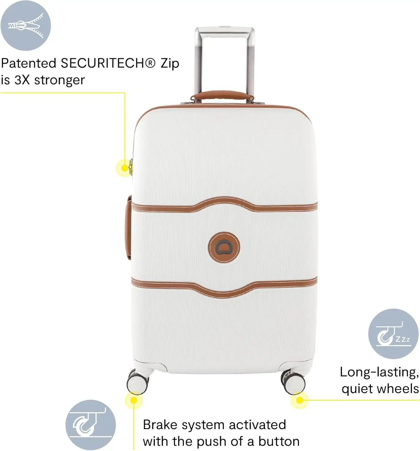 DELSEY PARIS Chatelet Hard+ Hardside Luggage with Spinner Wheels, Champagne White, Checked-Medium 24 Inch